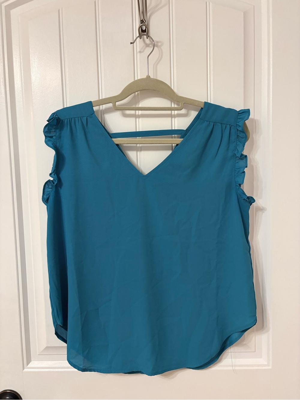 Versona Teal V-Neck Ruffle Strap Camisole